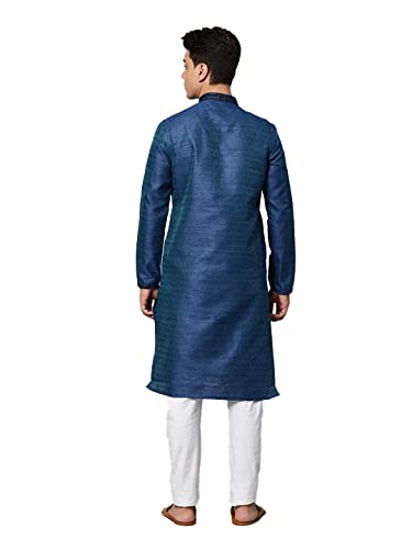 Image of Manthan Mens Full Sleeves Striped Blended Cotton Kurta