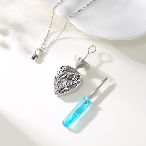 925 Sterling Silver Guitar Necklace Guitarist Urn Cremation Necklace For Ashes Music Keepsake Jewelry for Women Men Music Lover With Gifts Box2