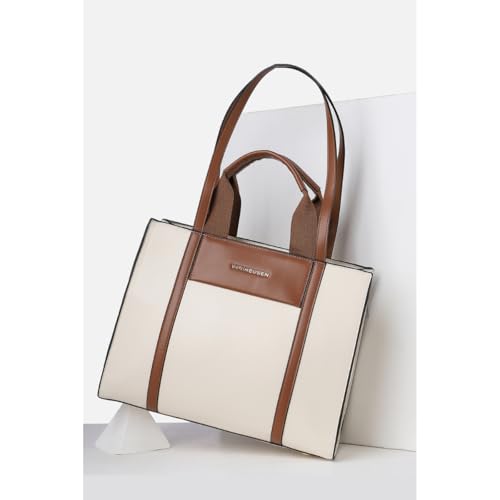 Image of Van Heusen Women's Tote Bag| Brown Contrast Lining | Fits Upto 13 Inch Laptop | Office Bag for Work