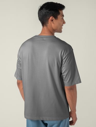 Image of DAMENSCH Statement Solid Oversized T Shirt for Men, Heavyweight, Anti-Pilling, Stylish, Relaxed Fit T Shirt for Men Cotton