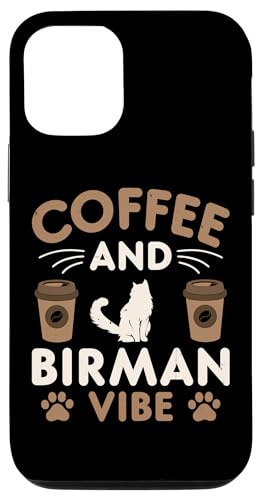 Carcasa para iPhone 14 Cat Owner & Barista Motif - Coffee & Birman Cat