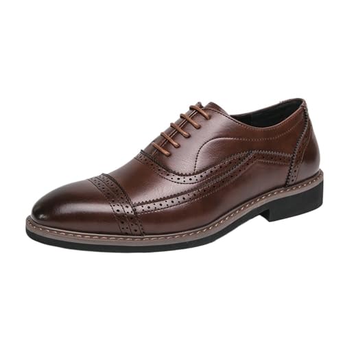 Wedding Leather Dress Shoes for Grooms Men's Business Formal Breathable Brogue & Office