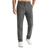 Generisch Pantalones de golf para hombre, elásticos, transpirables, largos, lisos, informales, con cinturón, 4 bolsillos funcionales, cómodos, informales, ajustados, de secado rápido, pantalones de