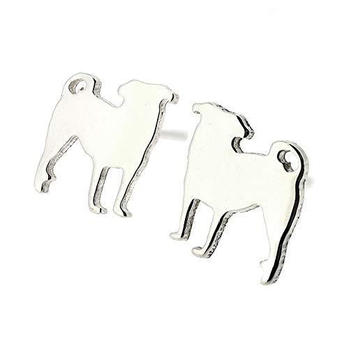 pug earrings silver