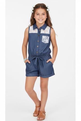 Image of ToBeInStyle Girl's Summer Romper One Piece Outfit Casual Lightweight Short Set
