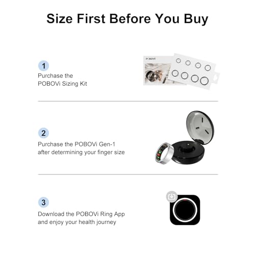 Image of POBOVi Smart Ring for Women Men- Sleep /Fitness /Stress /Heart Rate Tracker- Menstrual Records - 7 Days Battery Life - Wireless Charging - No APP Subscription - iOS & Android Compatible(Silver, Size 9)