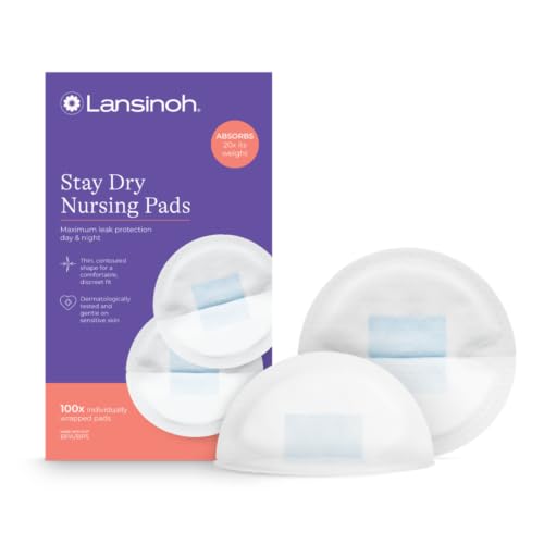 Image of Lansinoh Stay Dry Disposable Nursing Pads, 100 Count | Soft, Super Absorbent, Breast Pads, Breastfeeding Essentials for Moms