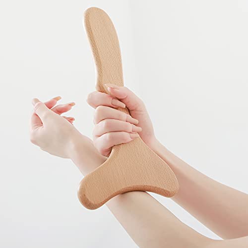 Wood Therapy Massage Tool Wooden Lymphatic Drainage Massager One-handed Body Sculpting Tools for Maderoterapy,Anti-Cellulite,Gua Sha,Muscle Release-11 * 6inches