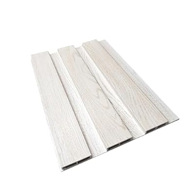 NovaGrid Panel 2PCS 3D Groove Texture Panel Sound Insulation Flat Noodles Wall Panel Solid Core Design, Suitable for Interior Decoration 5.2 inches x 0.34 inches (Frost Cedar)