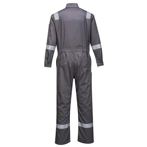 Image of Portwest FR94 Bizflame Fire Resistant Coverall with FR Reflective Tape ASTM NFPA, Gray, Medium