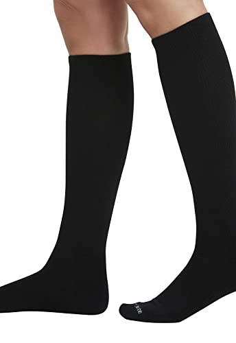 Image of Cherokee Unisex Knee High Compression Socks 15-20 mmHg, Arch Support, Moisture-Wicking, 1 Pair LXSUPPORT, Medium /Small, Onyx