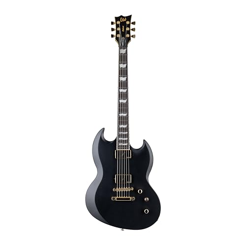 ESP 6 String LTD Viper 1000 Electric Guitar, Vintage Black, Right, (LVIPER1000VB)