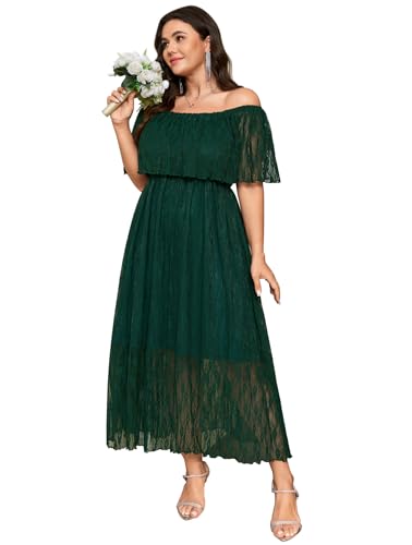 SCOMCHIC Womens Plus Size Formal Dresses Off Shoulder Lace White Bridesmaid Wedding Guest Evening Party Boho Maxi Dress