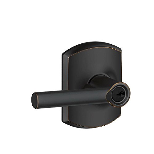 SCHLAGE Broadway Keyed Entry Door Handle, Reversible, Aged Bronze