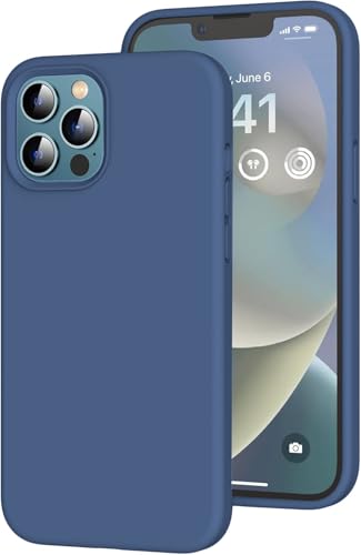 Image of VONZEE Microfiber Candy Case Compatible for iPhone 12 Pro Max (6.7 inch) Shockproof Slim Back Cover Liquid Silicone Case - Dark Navy Blue