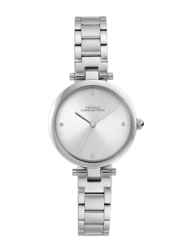 French Connection Silver Sunray Dial, Analog Watch for Women - FCN0166SM
