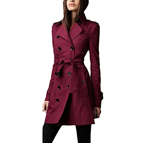 Trench long coupe-vent femme manteau ajusté double boutonnage taille S veste