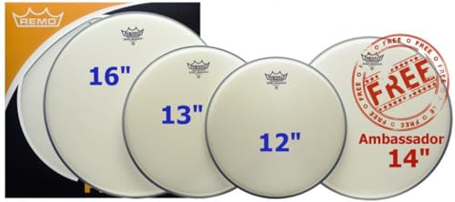 Remo Ambassador Casque à tête sablée Rock pour batterie acoustique