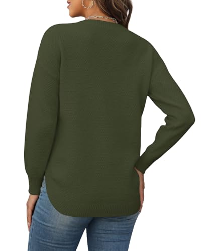 Womens Sweaters Fall Fashion Long Sleeve Knit Tops Crewneck Sweatshirts3