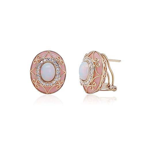 Gin-Grace-Womens-14K-Yellow-Gold-Natural-Ethiopian-Opal-Pink-Opal-Earrings-With-Diamonds-Oval-Cut-Shaped-GJ14918E-EO 31HsWQll9nL