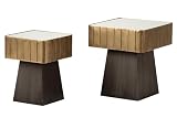 Adda Home Set de Dos mesas, Metal, Marron/Dorado, 44X44X51 35X35X45 CM