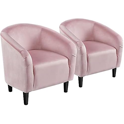 Yaheetech Compact Velvet Accent Chairs Set of 2 for Bedroom, Pink
