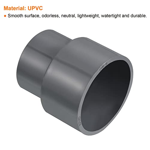 PATIKIL PVC Reducer Pipe Fitting 63x50mm, 2 Pack Straight Coupling Adapter Connector, Gray - Image 4