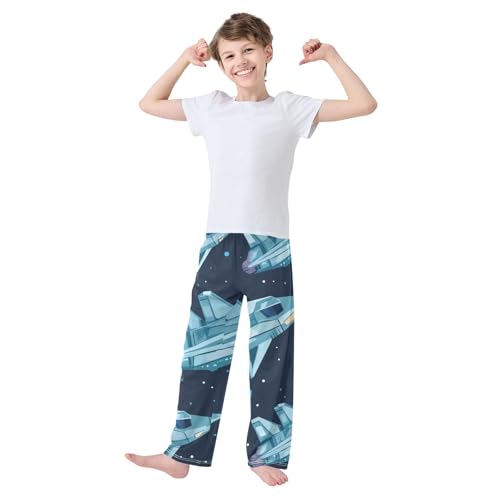 ZZXXB Galaxy Spaceships Boys Long Pants Soft Trousers Elastic Waist Kids Lounge Bottoms with Pockets S-XL3