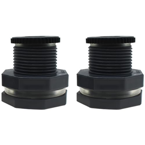 LBTODH 2 connettori per serbatoio dell'acqua da 3/4 di pollice, in PVC grigio, filettati femmina, raccordi per tubi passanti, con tappo e guarnizione, per barili di pioggia e acquari