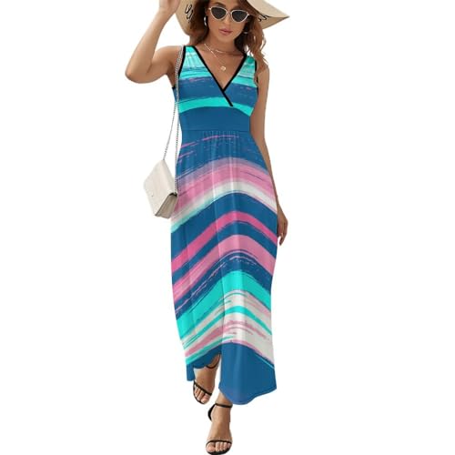 Robe longue d'été sans manches femmes imprimée style décontracté