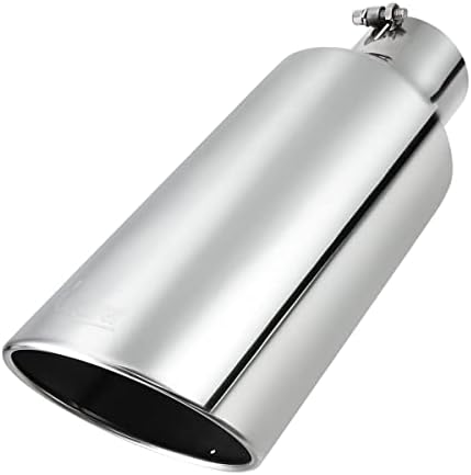 Upower 4" to 7" Diesel Exhaust Tips 4" inlet 7" outlet 18" Long Universal Exhaust Tips Mirror Polish Stainless Steel Exhaust Tailpipe Rolled Edge Bolt On Diesel Tips