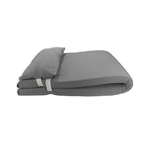 Acomoda Textil - Colchón Tumbona con Cojín 180x60x6 cm. Desenfundable, Elegante y Cómodo. Ideal para Jardín Piscina, Playa, Balcón y Terraza. (Gris, 1)