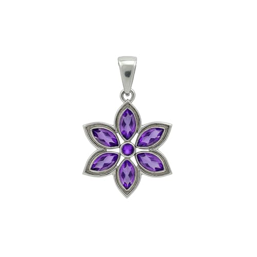 Pendentif fleur femme améthyste violette, le cadeau d'anniversaire idéal pour février