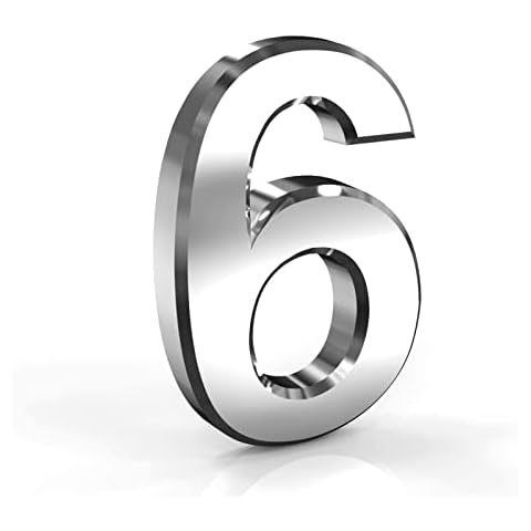 Stick On Door Numbers, 3 Inch 3D Mailbox Numbers, Self Adhesive House Numbers Plaques, Door Numbers for House, Apartment, Mailbox, Hotel, Office, Room, Courtyard, Cafe (6, Silver) Cover