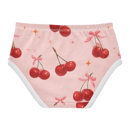 Wusikd Red Cherries Bows Pink Girls' Underwear Cotton Girls Briefs Soft Toddler Underwear 2T2