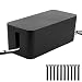 ShellKingdom Cable Management Box, Cable Organizer for Cable and Cord Management, Storage and Holder to Cover and Hide & Power Strips & Cords（Black）