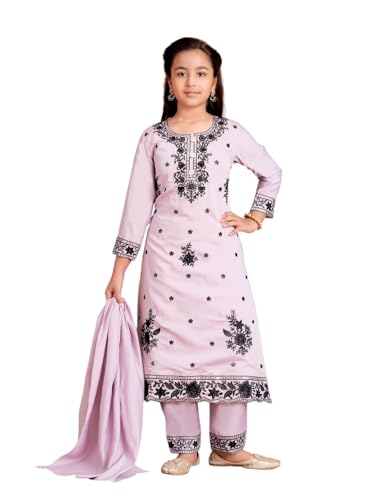 Image of Aarika Girls Ethnic Wear Sea Green Colour Thread Sequin Embroidery Kurti Pant Set With Dupatta