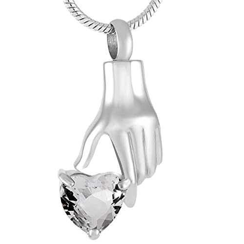 Pendentif urne funéraire pour cendres en acier inoxydable Coeur en Cristal Clair