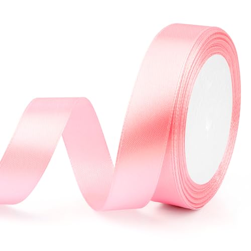 Geschenkband Rosa Satinband Rosa 20mm 23m Schleifenband für Geschenkverpackung Gurtband Stoffband Festival Bänder Bunte Weihnachtsgeschenke Seidenbänder für Geschenk Hochzeit Dekoration Baby Shower