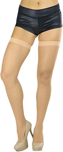 Image of ToBeInStyle Women's Fine Classic Fishnet Thigh High Stretch Nylon Novelty Stockings