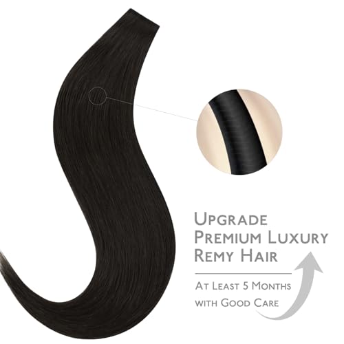 Image of WENNALIFE Invisi Edge Tape in Hair Extensions Human Hair,#1B,22 Inch | 22 Inch 50g 20pcs (Invisi Edge & Classic) Natural Black Invisi Remy Hair Natural Seamless Injected Tape Ins