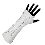 MJ Michael Fingerless Glove Classic MJ BAD Jam Punk Armbrace Cotton Bracer Bandages Buckles Glove White (Right hand)