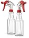 BAR5F Empty Plastic Spray Bottles 16 oz, BPA-Free Food Grade, Crystal Clear PETE1, Red/White N8 Fully Adjustable Sprayer (Pack of 2)