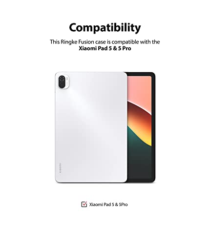 Image of Ringke Fusion Compatible with Xiaomi Pad 5 / Pad 5 Pro (11 Inch, 2021 Model), Clear Hard Polycarbonate Back Cover Shockproof Flexible Bumper with Overcharge Protection Pen /Stylus Holder - Smoke Black