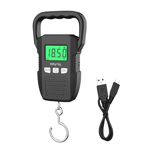 Balance de poids numérique portable 60 kg Balance électronique à suspendre pour bagages Batterie/USB Rechargeable LCD Pesage de pêche