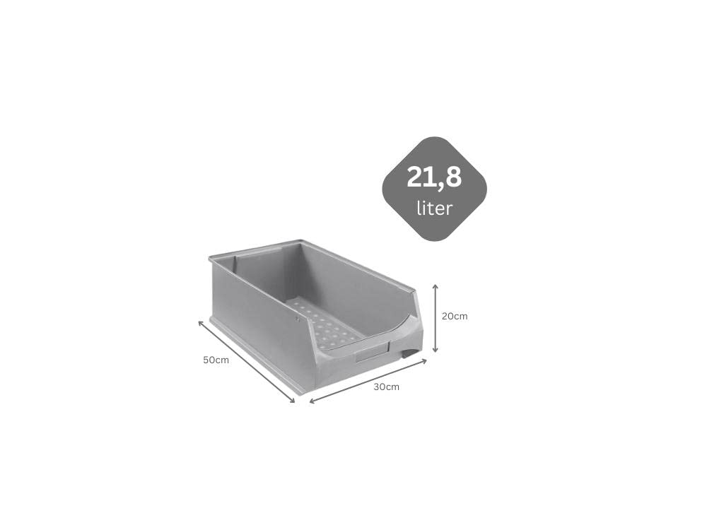 SparSet 5x Graue Sichtlagerbox 5.0 20x30x50cm 21,8 Liter Sichtlagerbehälter