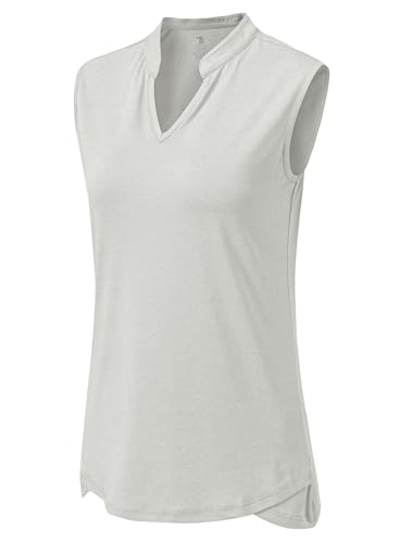 Image of BGOWATU Women's Golf Polo T-Shirts Sleeveless V Neck Collarless Tennis Shirts UV Protection Quick Dry Lightweight