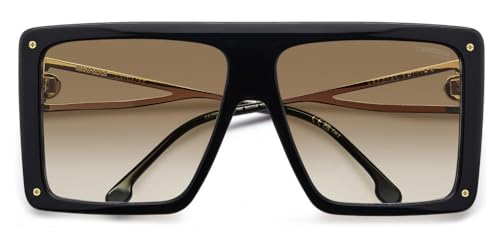 Carrera Women's Classic Squared Sunglasses, Black/Brown Shaded, 60/14/1302