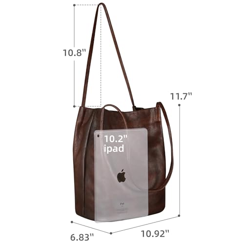 Bolso Tote vintage de cuero para mujer miniatura 3