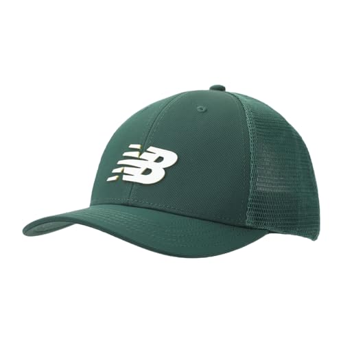 New Balance Adult Unisex Green 6 Panel Stretch Mesh Adjustable Performance Running Workout Trucker Hat